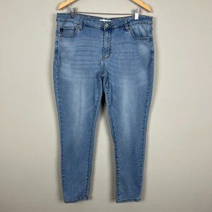 Kancan Jeans Womens 3XL Blue Light Wash Denim Stretch Skinny Pockets Mid‎ Rise